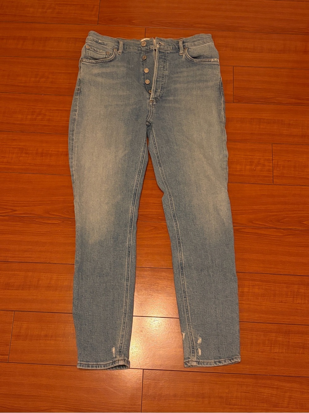 Agolde Light Wash High-Rise Button-Fly Cropped Jeans